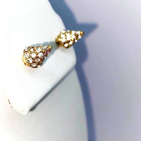 Christmas Tree Gold-Tone Rhinestone Stud Earrings - Picture 1 of 5